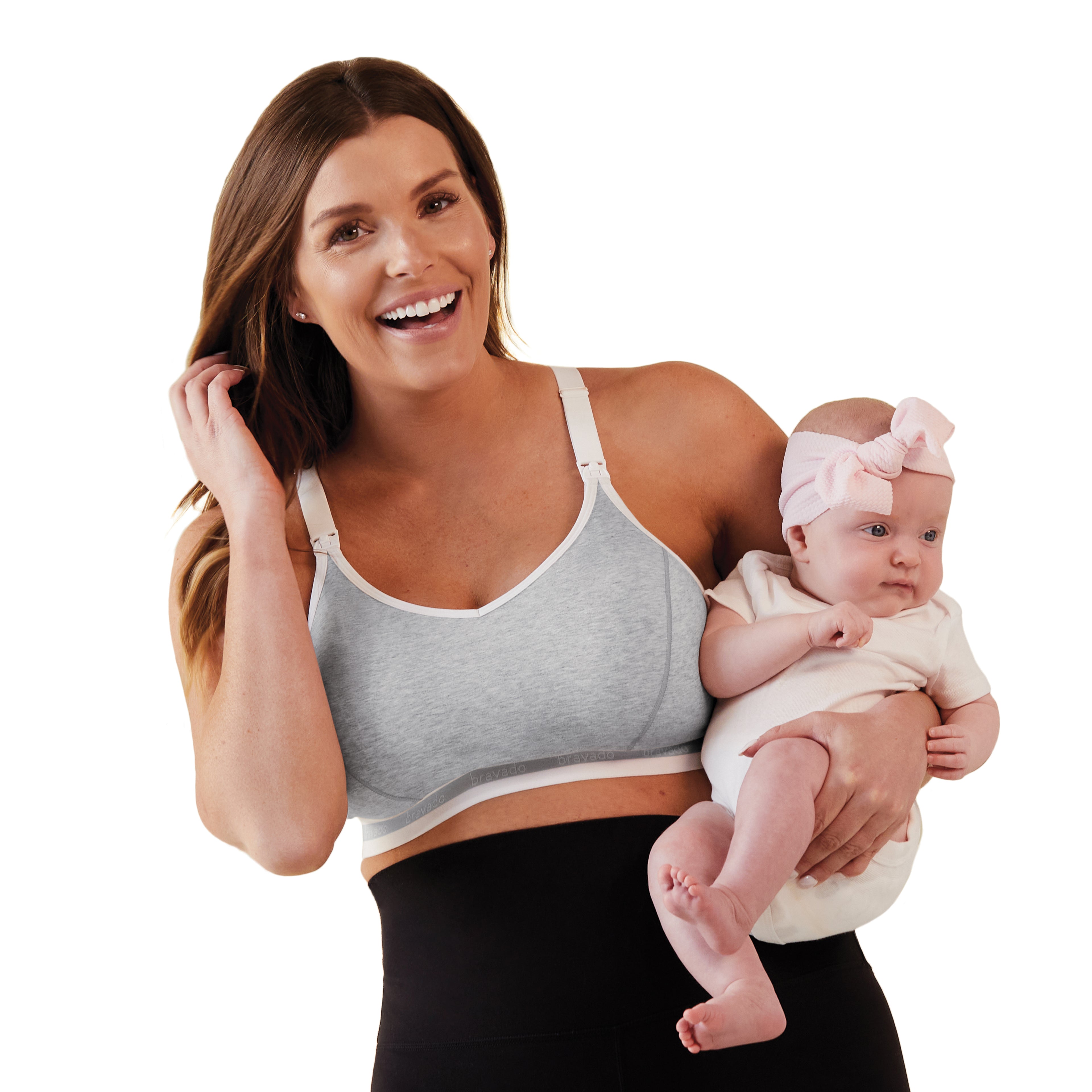 Bravado Designs Sustainable Pumping & Nursing Bra Original Organic Cotton Hands-Free (Dove Heather 12006)
