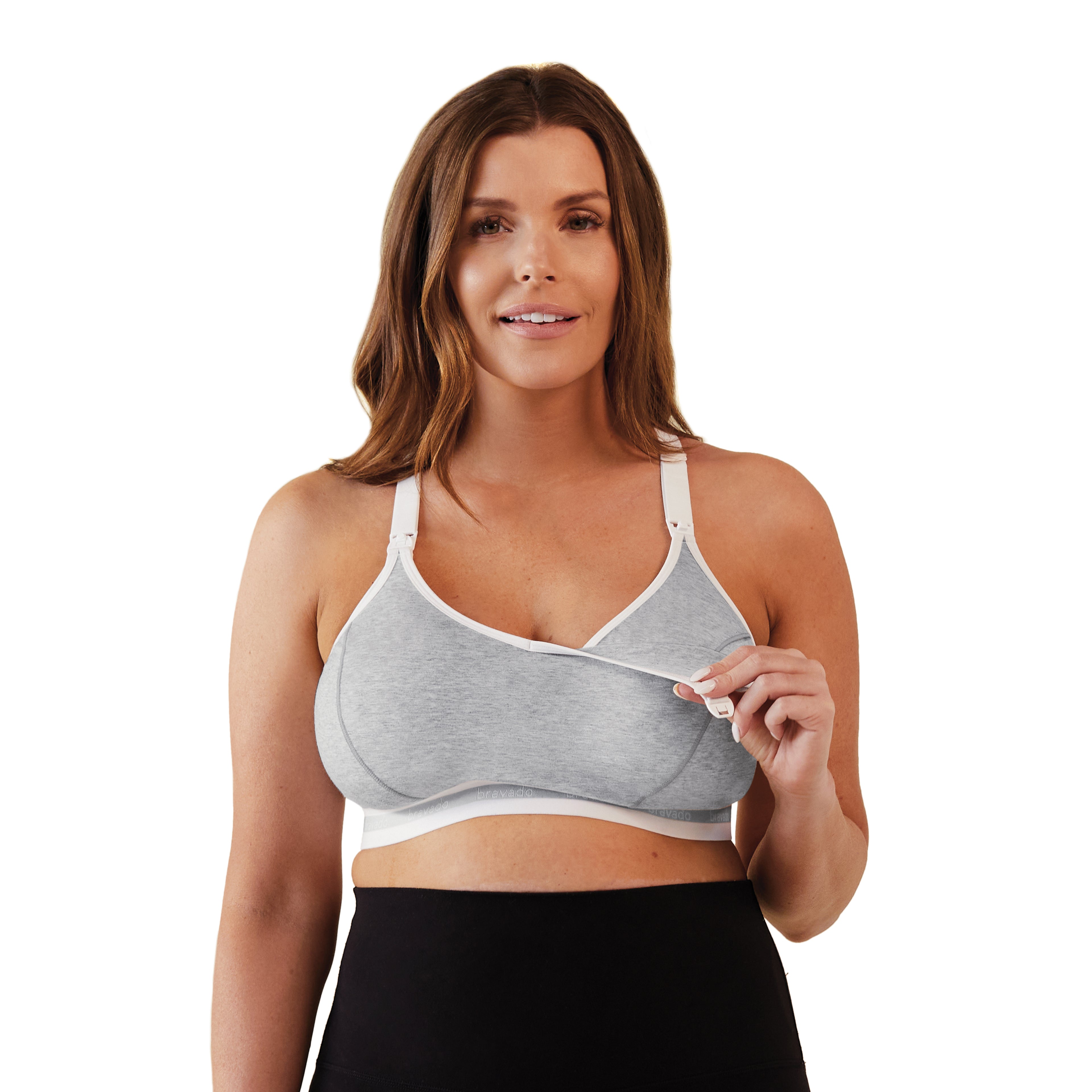 Bravado Designs Sustainable Pumping & Nursing Bra Original Organic Cotton Hands-Free (Dove Heather 12006)