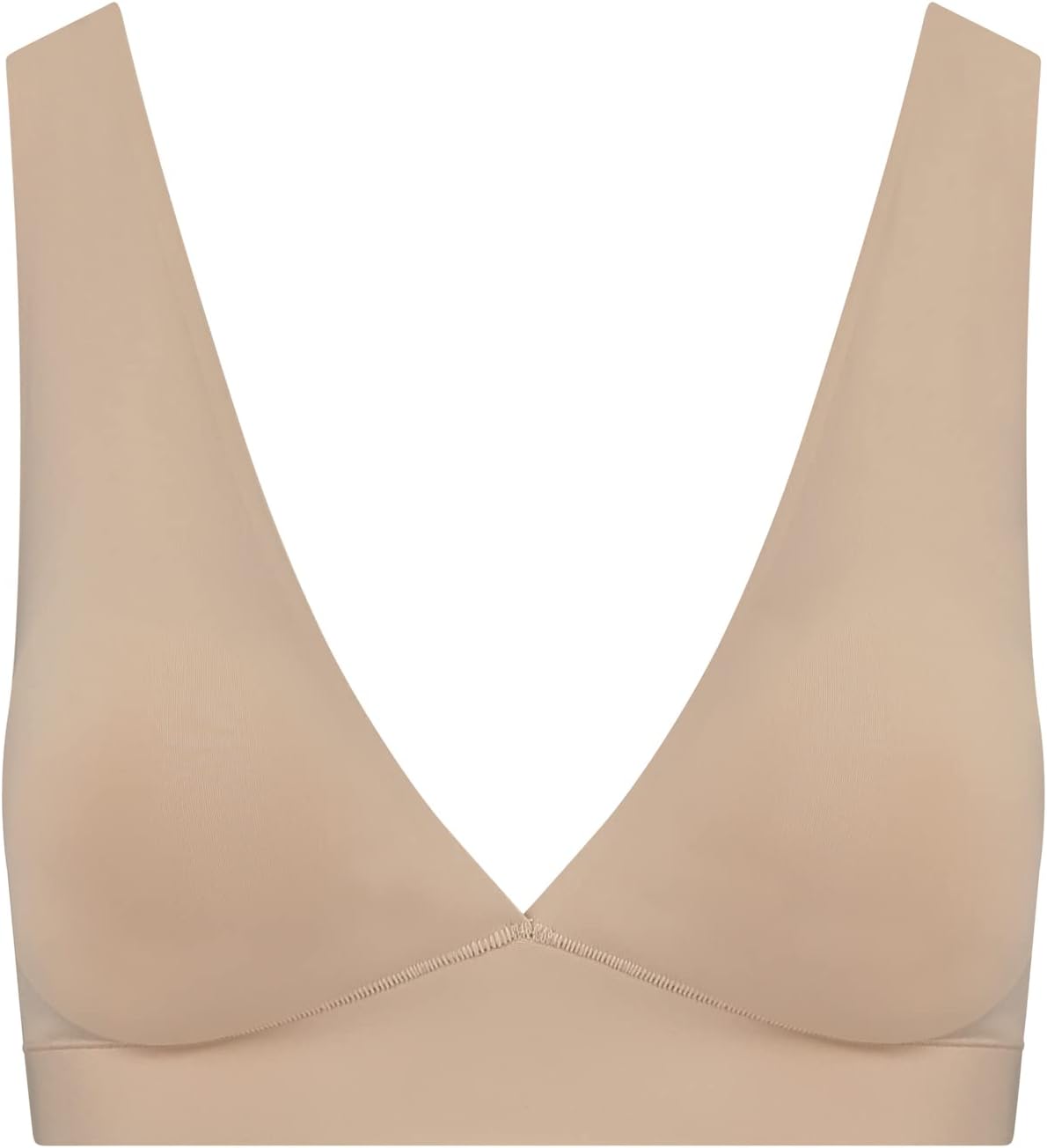 Bye Bra Deep Plunge Bra Top, Wide Straps, Removable Padded, Chest Support, Wirefree Bra, Shapewear, Beige/