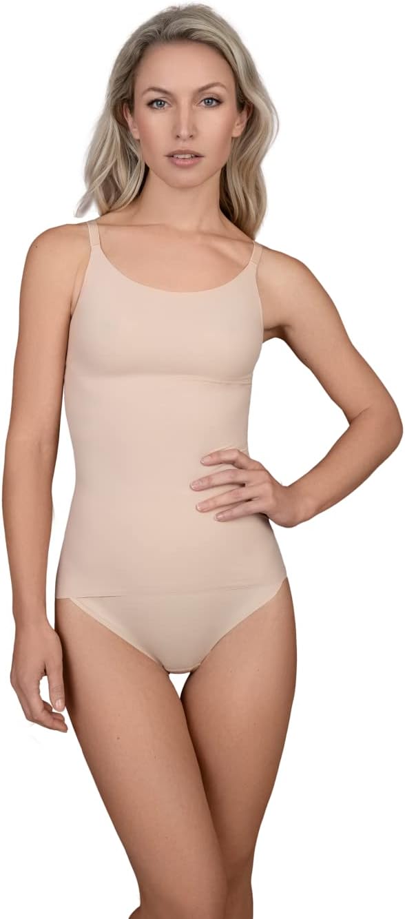 Bye Bra Women Sculpting Tank Top Laser Cut Edges Silicone Band Molded Cap Adjustable Strap S-XXL