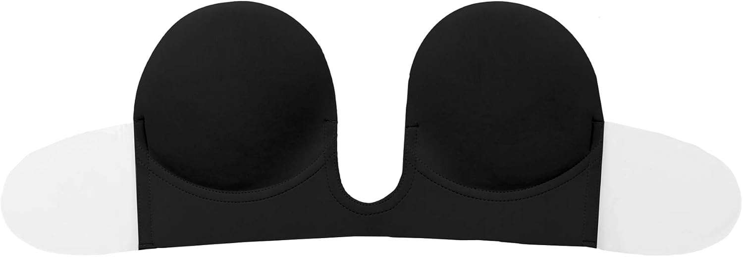 Bye Bra Soutien-gorge style U, Soutien-gorge auto-adhésif, soutien-gorge sans couture, soutien-gorge dos nu, soutien-gorge push-up soutien-gorge, Beige/noir, A-E