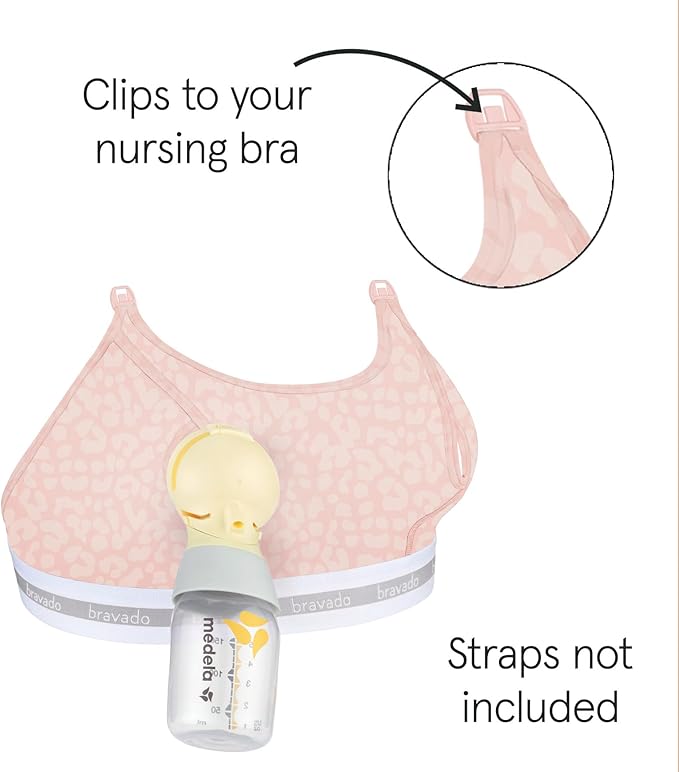 Bravado Designs Sustainable Hands-Free Pumping Accessory Clip and Pump Organic Cotton (Pink Leopard 9301)