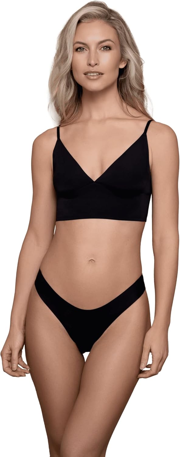 Bye Bra Push up Bra - Push Up Bra - Wirefree Bra - Deep Plunge Front - Adjustable Straps - Shapewear - Beige/Black -