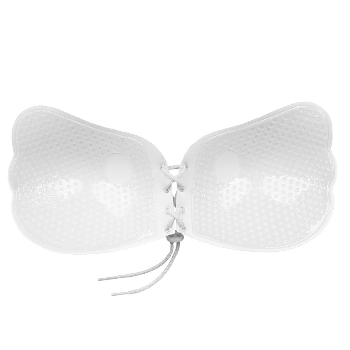 Bye Bra Lace-It Bra, Adhesive Bra, Push-up Bra, Self-Adhesive Bra, Sticky Bra, Strapless and Backless Bra, Cup A-E, Beige/Black/White(White,D)