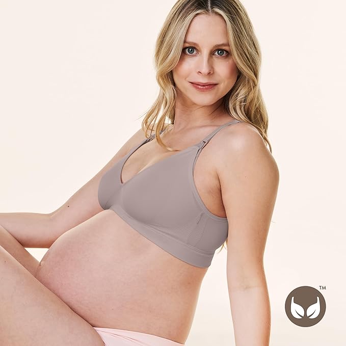 Bravado Designs Nursing Bra for Breastfeeding Comfort Wireless Bra V-Neck Maternity Bra (Sand 11046)
