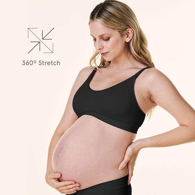Bravado Designs Nursing Bra Full Coverage Wireless Scoop Neck Comfort Maternity Bra (Black 11047)