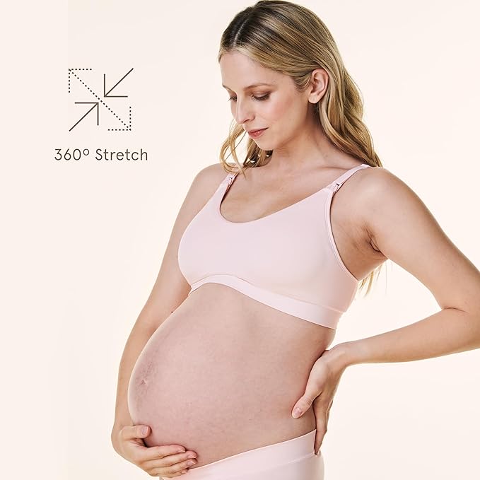 Bravado Designs Nursing Bra Full Coverage Wireless Scoop Neck Comfort Maternity Bra (Chalk Pink 11047)
