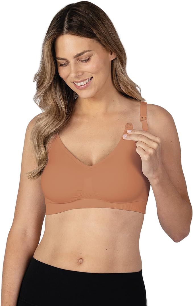 Basics by Bravado Maternity & Nursing Bra Seamless Double Layer, Wirefree, Adjustable for Breastfeeding (Cinnamon 11008)