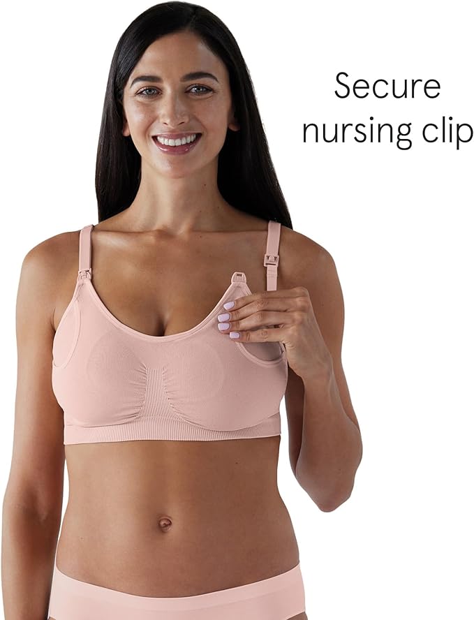 Bravado Designs Hands Free Pumping Bra & Nursing Bra 2-in-1 Seamless for Maternity & Breastfeeding (Soft Rose Pink 11022)