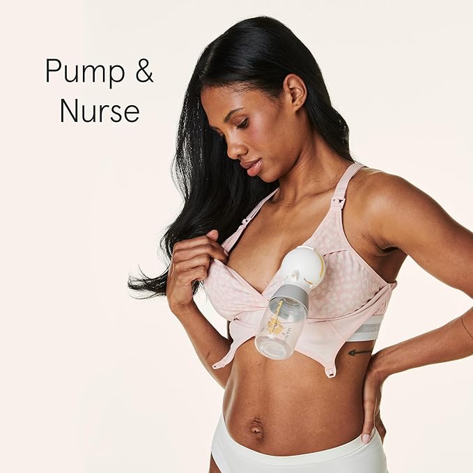 Bravado Designs Sustainable Pumping & Nursing Bra Original Organic Cotton Hands-Free (Pink Leopard 12006)