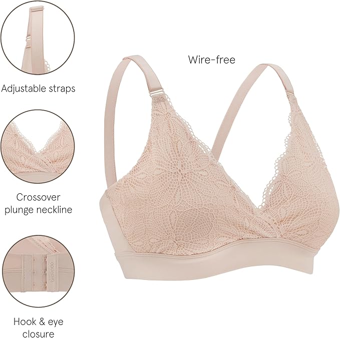 Bravado Ballet Nursing Bra for Breastfeeding Sleep Maternity Lace Bra (Chalk Pink 12015)