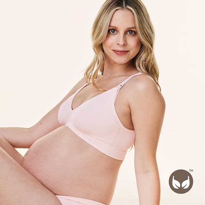 Bravado Designs Nursing Bra for Breastfeeding Comfort Wireless Bra V-Neck Maternity Bra (Chalk Pink 11046)