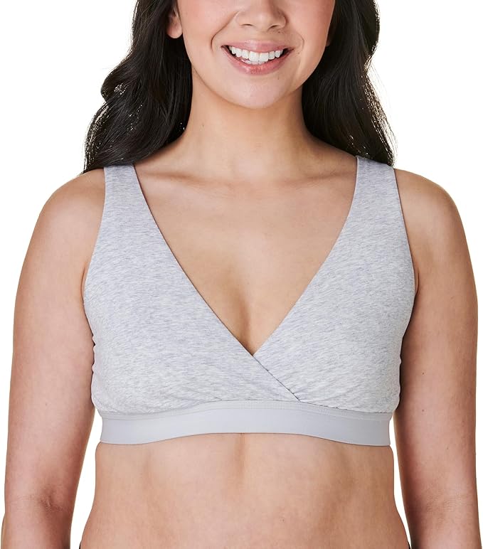 Bravado Designs Wireless Cotton Sleep Bras for Women, Everyday Bralette (Grey Heather 12017)