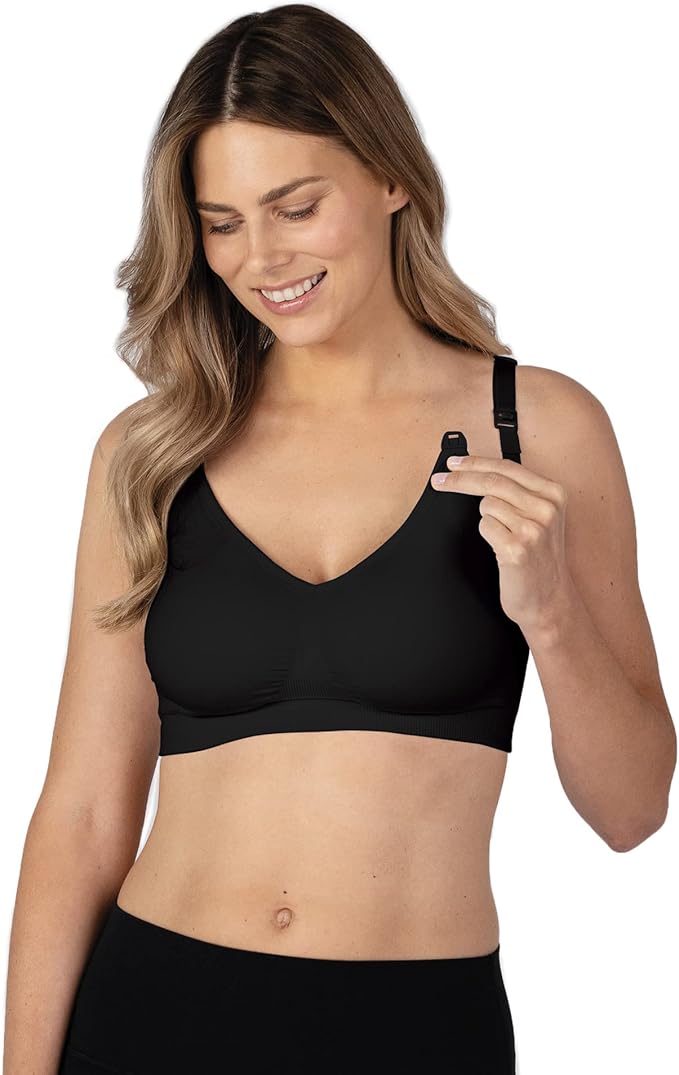 Basics by Bravado Maternity & Nursing Bra Seamless Double Layer, Wirefree, Adjustable for Breastfeeding (Black 11008)