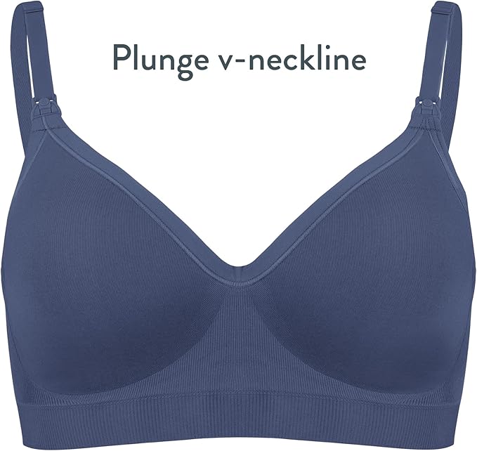 Bravado Designs Sustainable Maternity & Nursing Bra for Breastfeeding Plunge Wireless Seamless V-Neckline Bra (Dusk 11017)