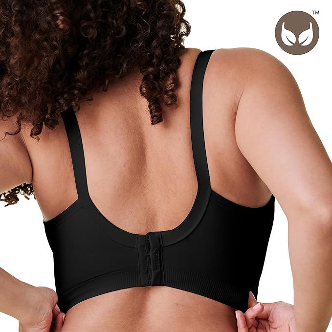 Bravado Designs Sustainable Maternity & Nursing Bra for Breastfeeding Plunge Wireless Seamless V-Neckline Bra (Black 11017)