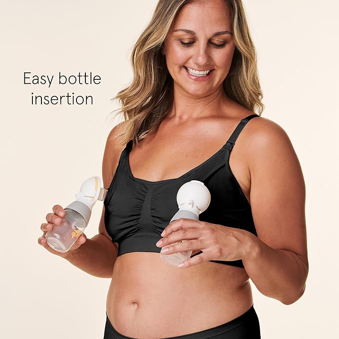 Bravado Designs Hands Free Pumping Bra & Nursing Bra 2-in-1 Seamless for Maternity & Breastfeeding (Black 11022)