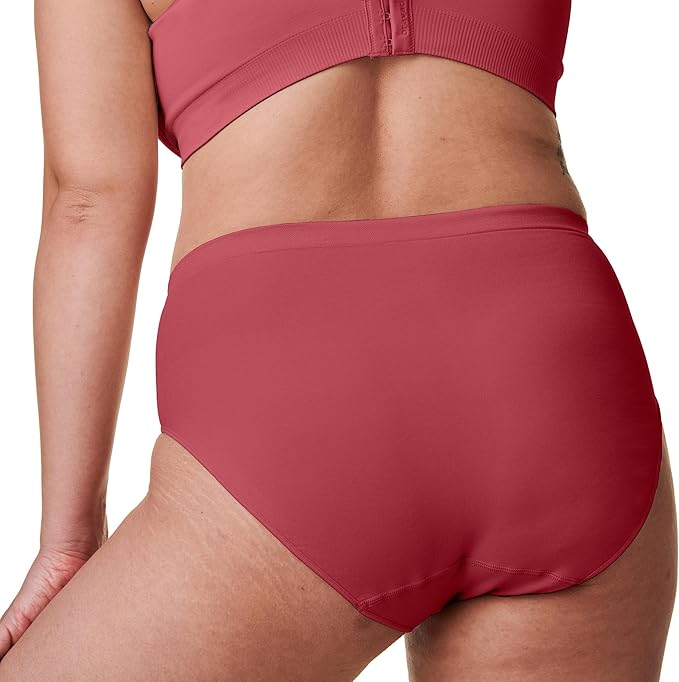 Bravado Designs Sustainable Panty | High-Rise | Seamless | Recycled Nylon, Organic Cotton & Modal Blend (Lipstick 21001)
