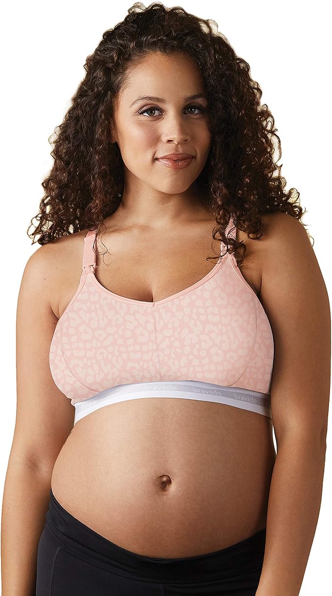 Bravado Designs Sustainable Full Cup Maternity & Nursing Bra | Original | Organic Cotton & Tencel™ Modal Blend | Wireless (Pink Leopard 1015)