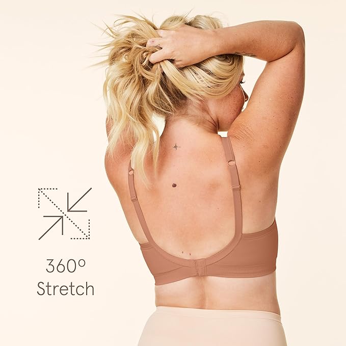 Bravado Designs Sustainable Muse Seamless Wireless V-Neck Everyday Bra Adjustable (Cinnamon 11012)