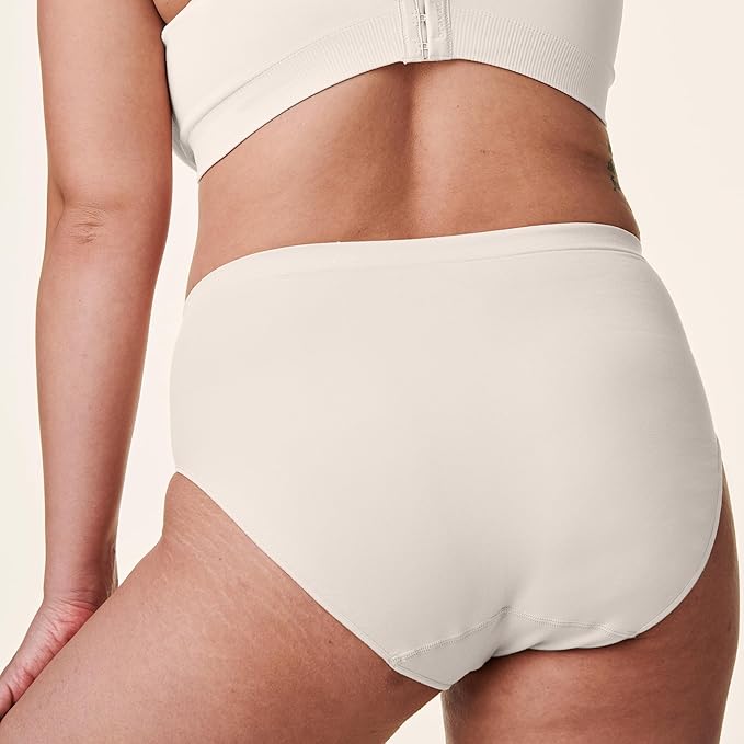 Bravado Designs Sustainable Panty | High-Rise | Seamless | Recycled Nylon, Organic Cotton & Modal Blend (Antique White 21001)