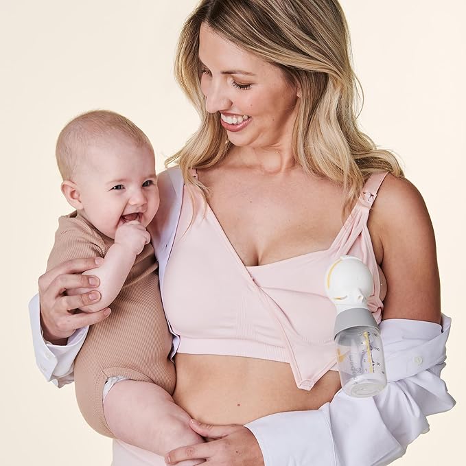 Bravado Designs 3-in-1 Nursing and Pumping Bra Hands Free for Maternity and Breastfeeding, Wearable Breast Pump Bra (Chalk Pink 11054)