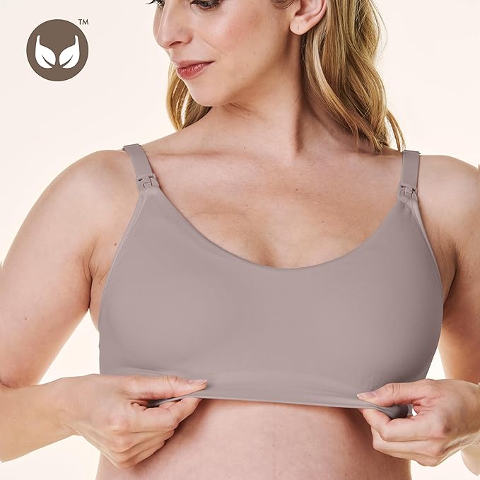 Bravado Designs Nursing Bra Full Coverage Wireless Scoop Neck Comfort Maternity Bra (Sand 11047)