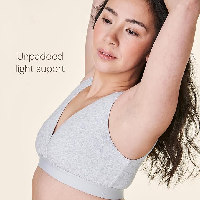 Bravado Designs Wireless Cotton Sleep Bras for Women, Everyday Bralette (Grey Heather 12017)