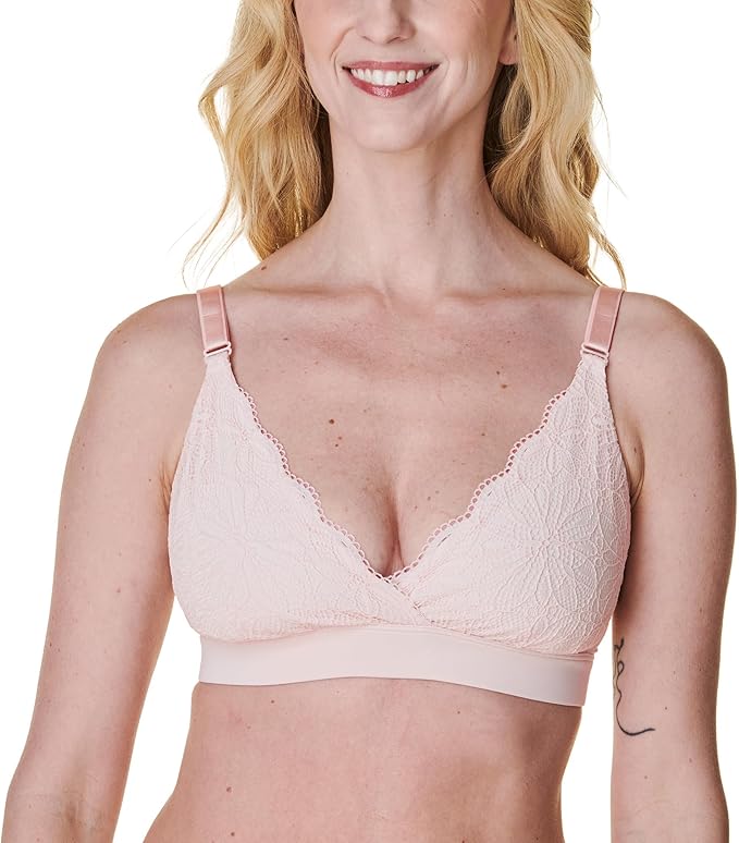 Bravado Ballet Nursing Bra for Breastfeeding Sleep Maternity Lace Bra (Chalk Pink 12015)
