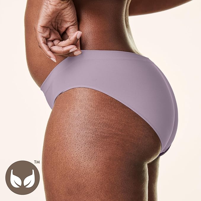 Bravado Designs Sustainable Panty | Mid-Rise | Seamless Panties | Recycled Nylon, Organic Cotton & Modal Blend (Grey Orchid 21002)