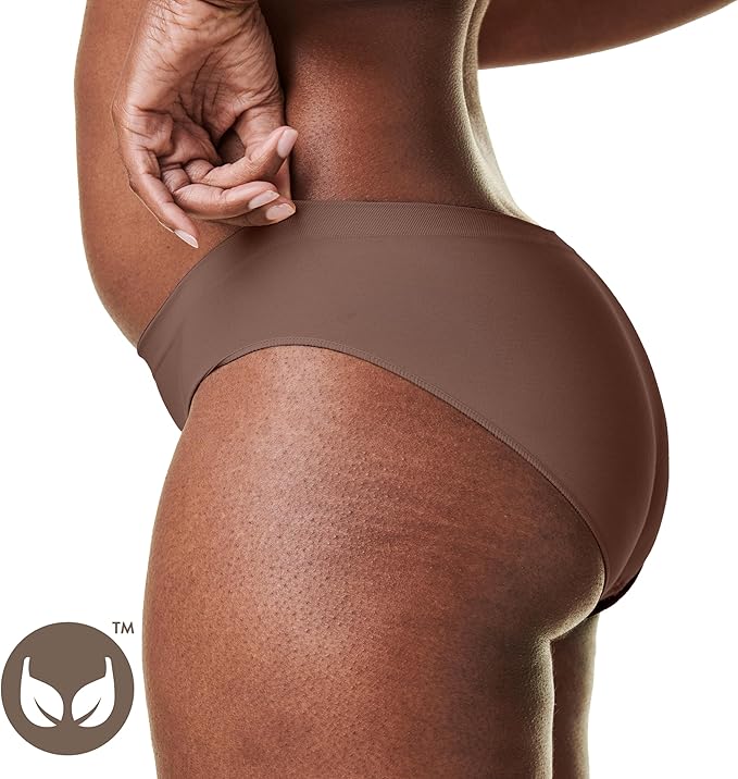 Bravado Designs Sustainable Panty | Mid-Rise | Seamless Panties | Recycled Nylon, Organic Cotton & Modal Blend (Chestnut 21002)