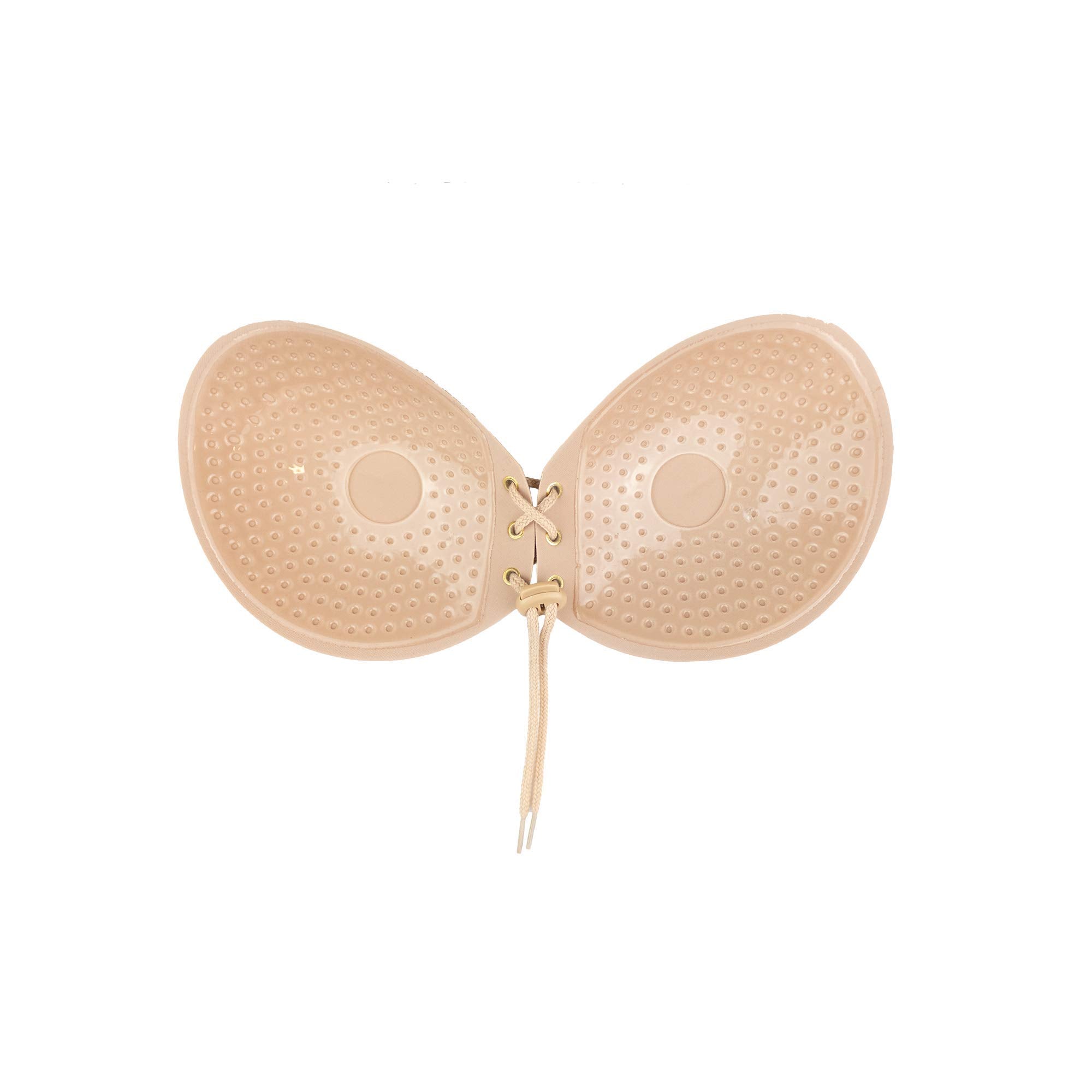 Bye Bra Strapless Round Lace-it Bra, Invisible Adhesive Push-up Bra with Drawstring, Adjustable and Backless, for Perfect Cleavage, Nude and Black