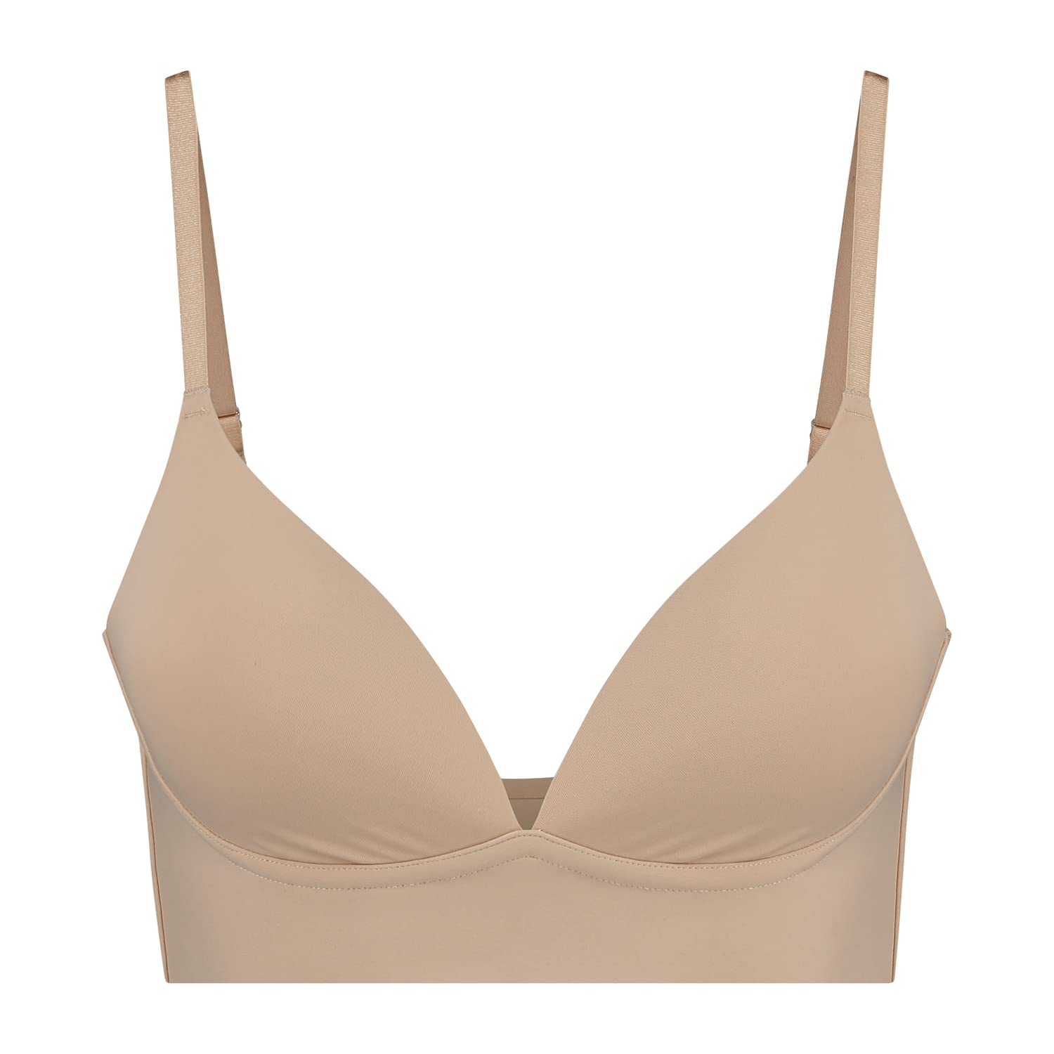 Bye Bra Bra Top Push Up, Push-Up Bra, Wire Free Bra, Deep Plunge Front, Adjustable Shoulder Strap, Sculpting Shapewear, Beige, Xxl