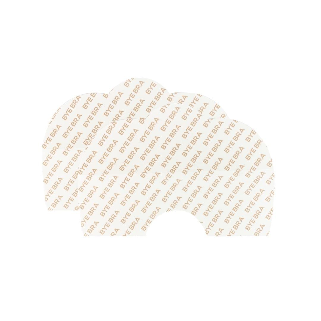 Bye Bra Adhesive Breast Lift Tapes, Bra Stickers, Boob Tape, Cleavage Enhancement - Size: F+ for Large Breast with Nude Silk Nipple Covers 3 Single-use Pairs
