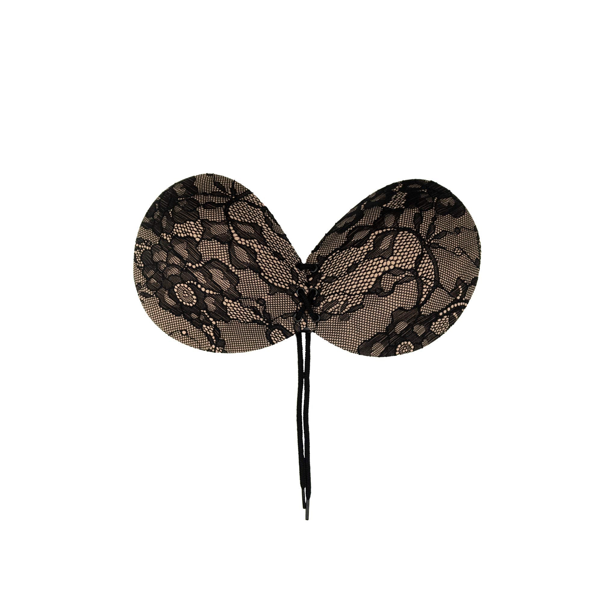 Bye Bra Strapless Round Lace-it Bra with lace Detailing, Invisible Adhesive Push-up Bra with Drawstring, Adjustable and Backless, for Perfect Cleavage, Cup Sizes: A-E (Cup C)