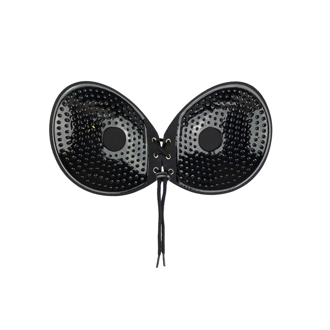 Bye Bra Strapless Round Lace-it bra, Invisible Adhesive Push-up bra with Drawstring, Adjustable and Backless, for Perfect Cleavage, Nude and Black, A-E (Black, Cup B)