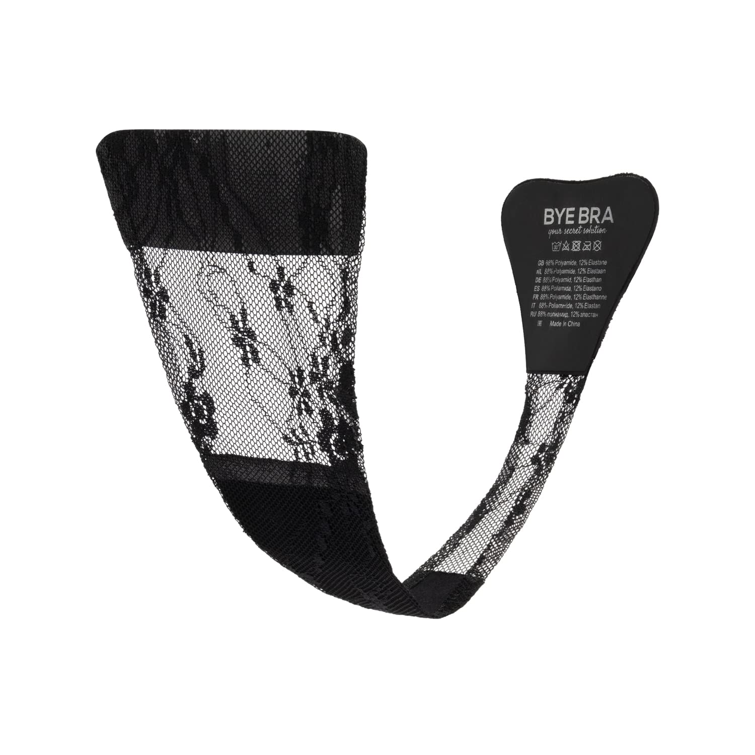 Bye Bra Adhesive String Seamless Thong Unnoticeble C String with Soft Lace Finish Reusable Up to 50 Times, Black/Beige (Black with Lace)