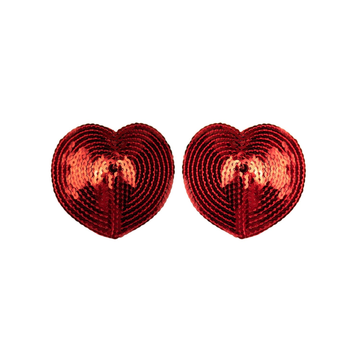 Bye Bra Nipple Covers, Heart Shaped Nipple Covers, Adhesive Breast Petals, Comfortable, Reusable, Breast Pasties with Sequins, Red, One Size