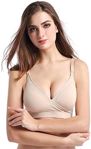 Verity Fashion Aurora Maternity and Nursing Bra V Neck (Beige, S)