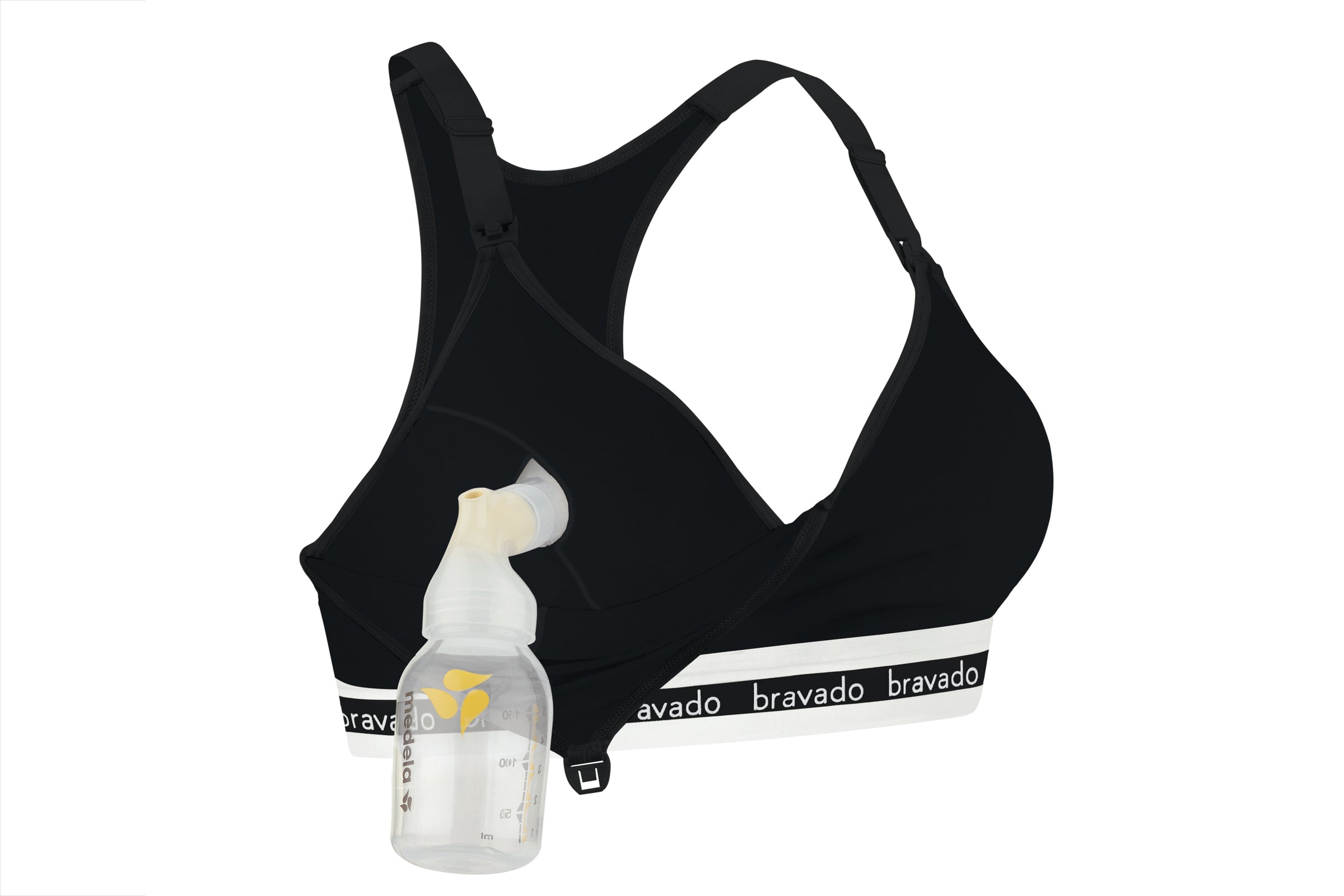 Bravado Designs Sustainable Pumping &amp; Nursing Bra Original Organic Cotton Hands-Free (Black 12006)