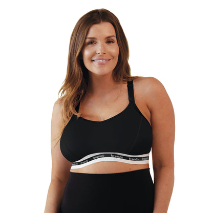 Bravado Designs Sustainable Pumping &amp; Nursing Bra Original Organic Cotton Hands-Free (Black 12006)