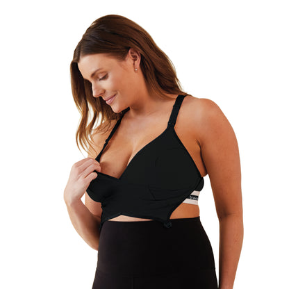Bravado Designs Sustainable Pumping &amp; Nursing Bra Original Organic Cotton Hands-Free (Black 12006)