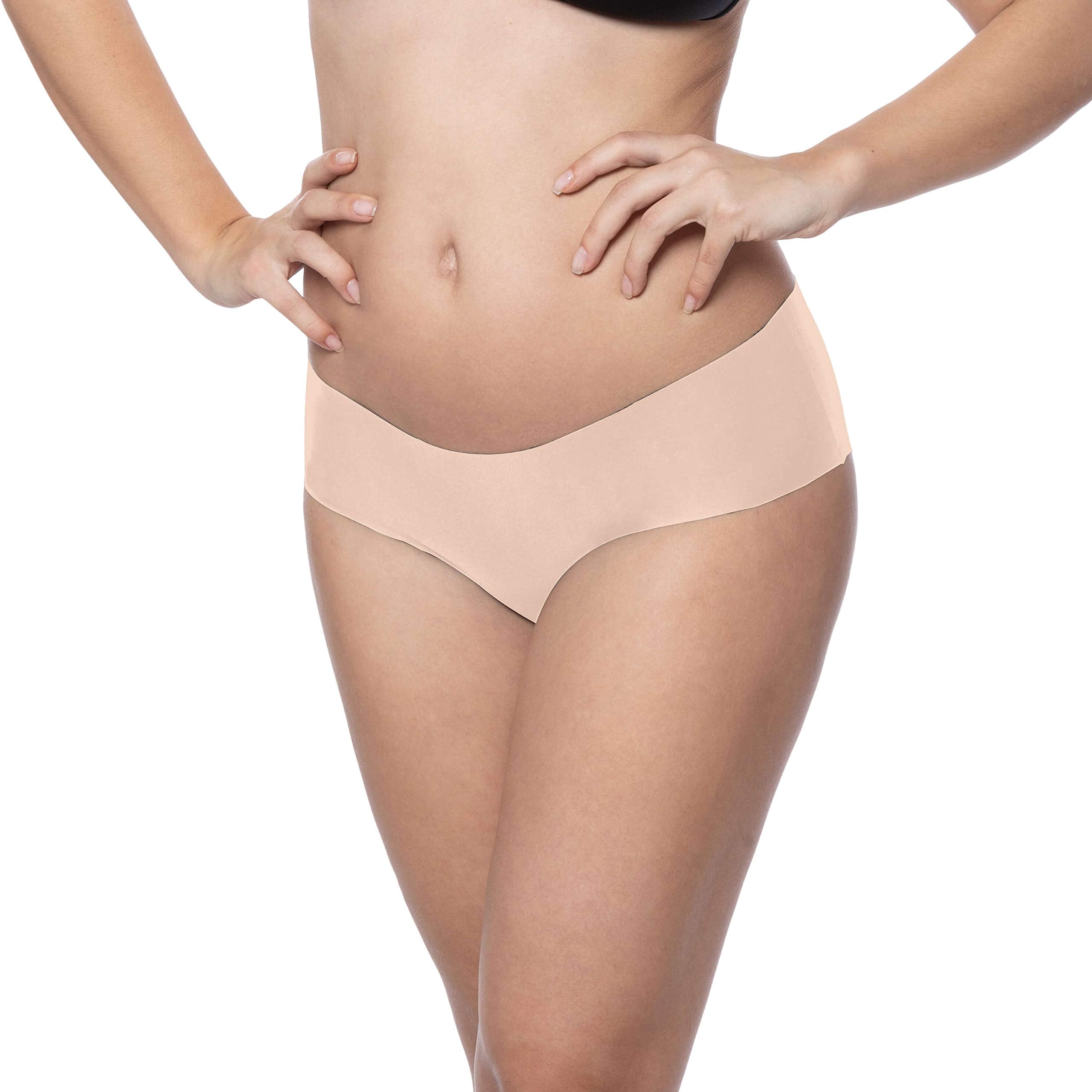 Bye Bra Invisible Hipster Panties, High Waist, Seamless Bikini, No Stiching, No Panty Line, Smooth Edges, 2 Pack, S-XXL, Beige and Black