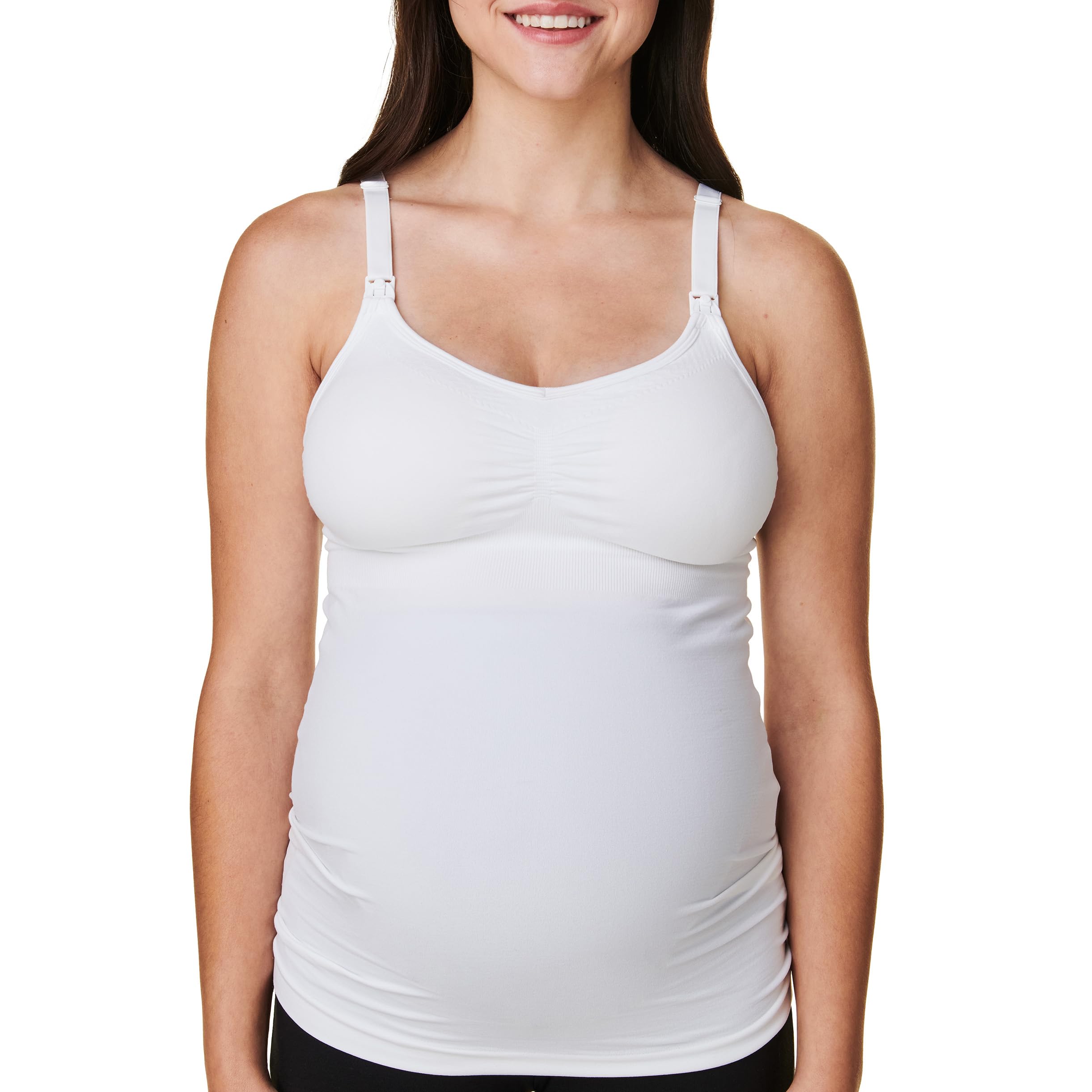 Basics by Bravado Women's Seamless Maternity Nursing Tank Top Cami for Breastfeeding with Adjustable Straps