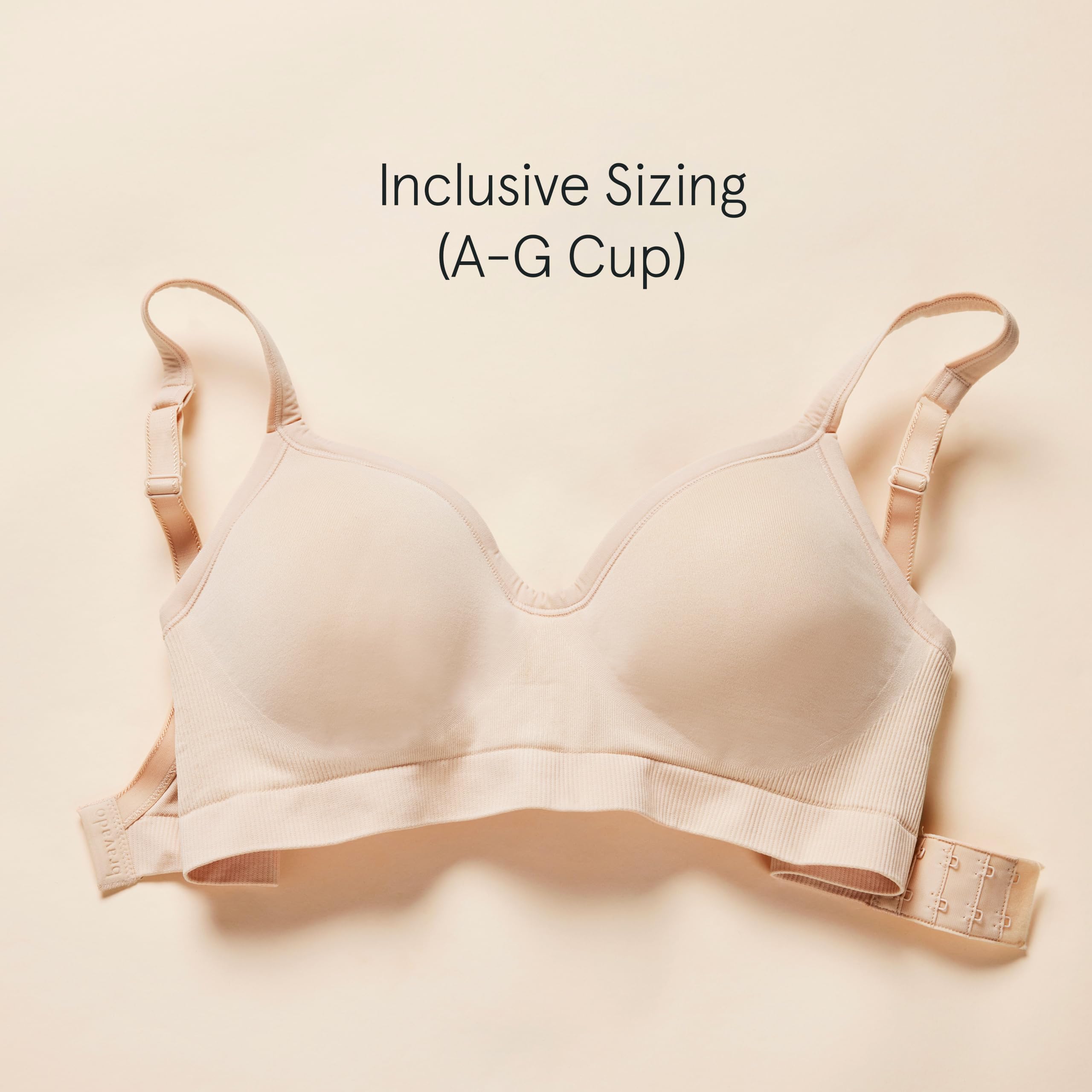 Bravado Designs Sustainable Muse Seamless Wireless V-Neck Everyday Bra Adjustable A to G Cups