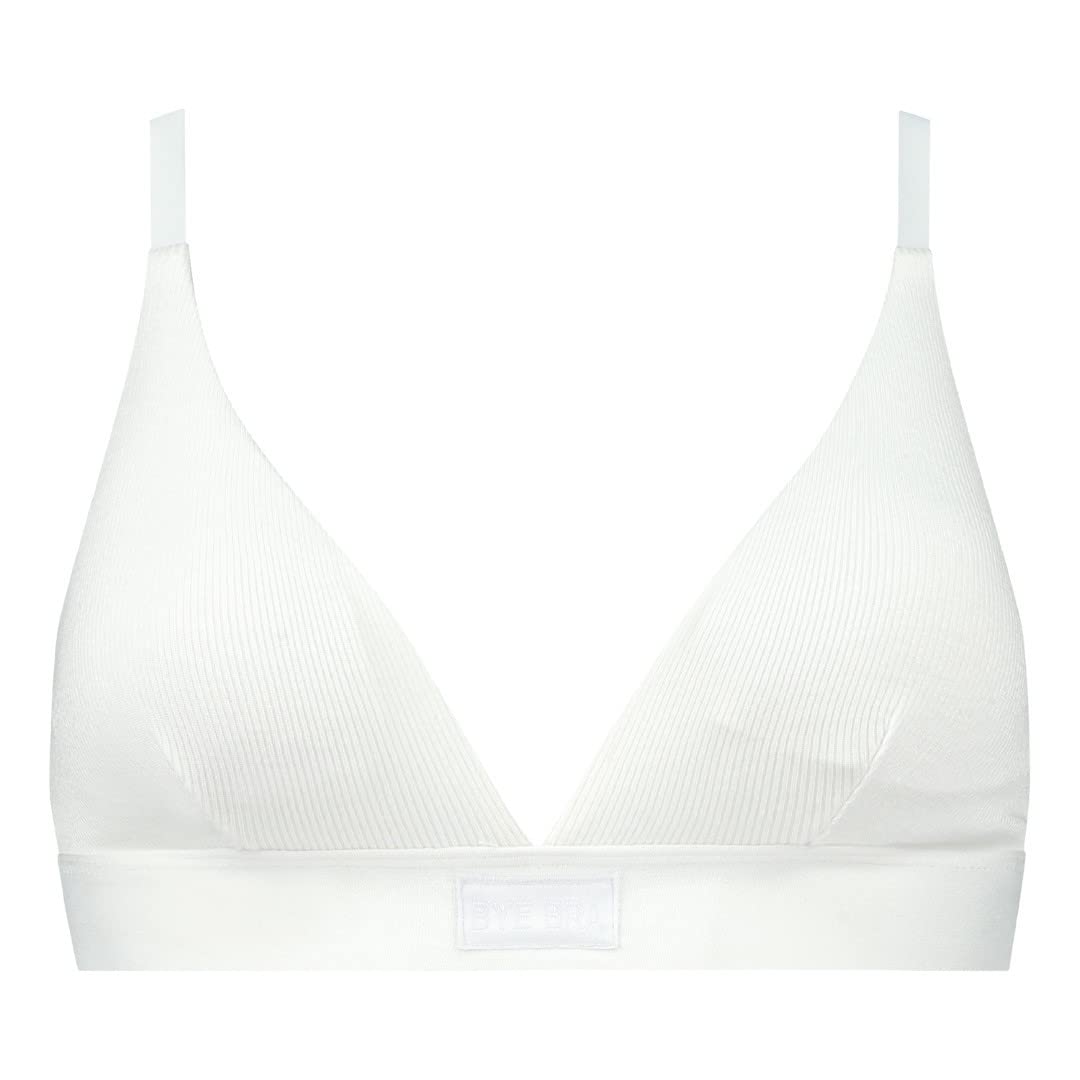 Natural Rib Triangle Bra Top White M