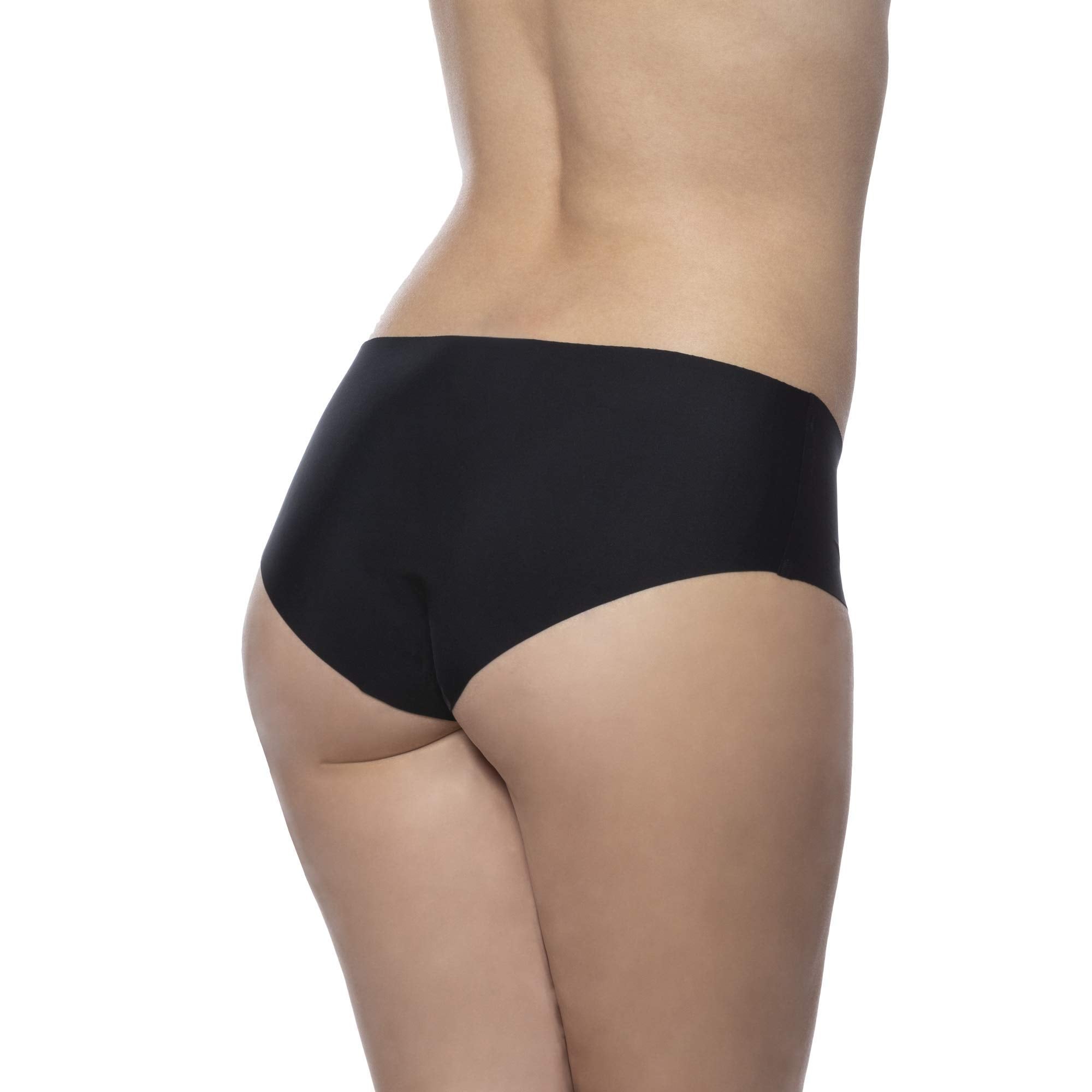 Bye Bra Invisible Hipster Panties, High Waist, Seamless Bikini, No Stiching, No Panty Line, Smooth Edges, 2 Pack, S-XXL, Beige and Black