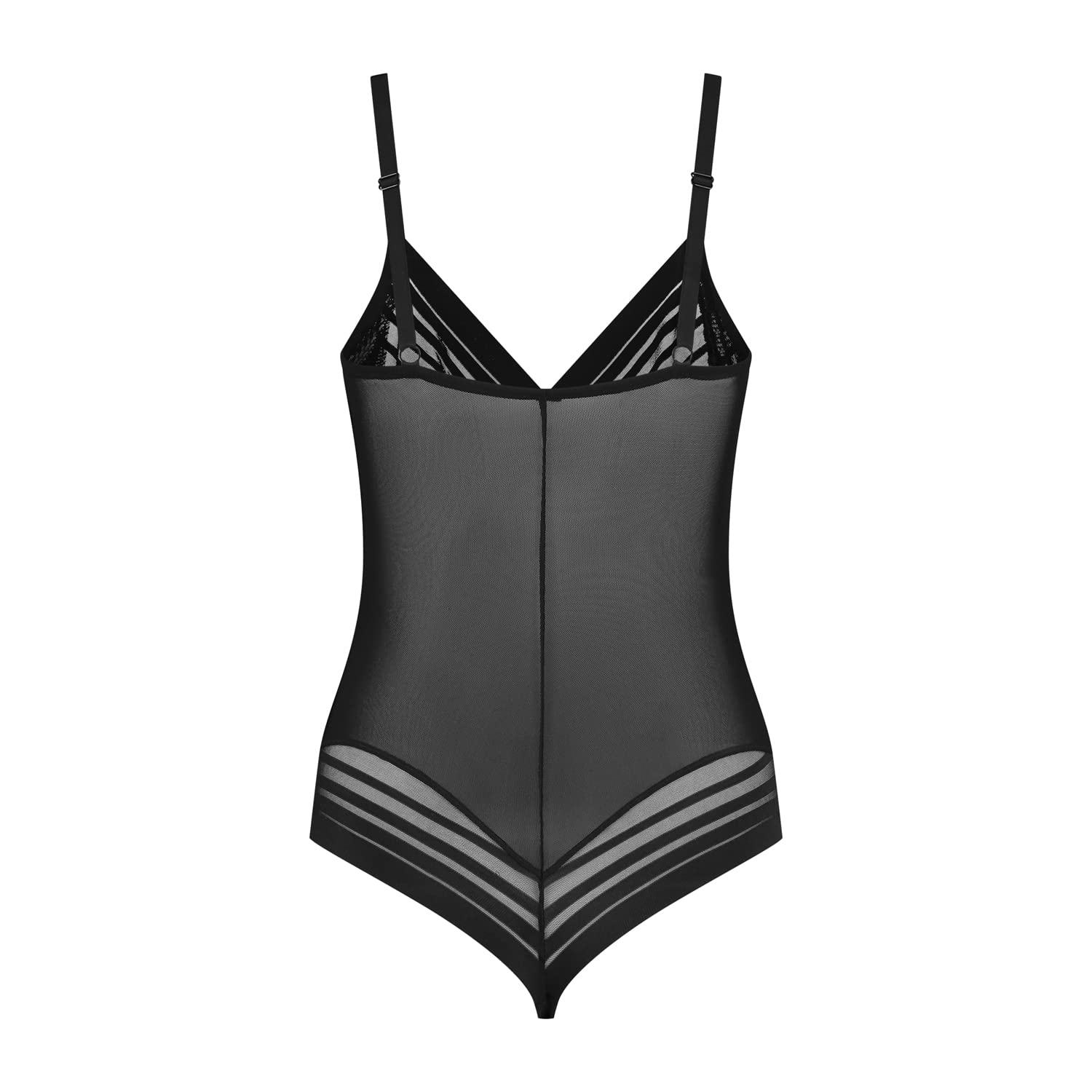 Bye Bra Powermesh Bodysuit Brief, High Control, Button Closure, Cotton Crotch, Transparent Look, Double-Layer Front Panel, Lightweight, Shapewear For Women