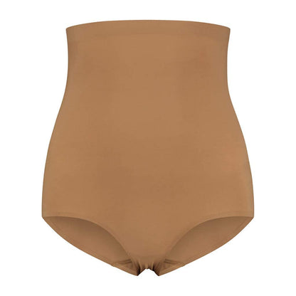 Bye Bra Invisible high waist brief, Seamless Shapewear, light tummy control knickers, Smooth Shaping Comfortable Underwear, Nude and Black, S-XL (Light Brown, M)