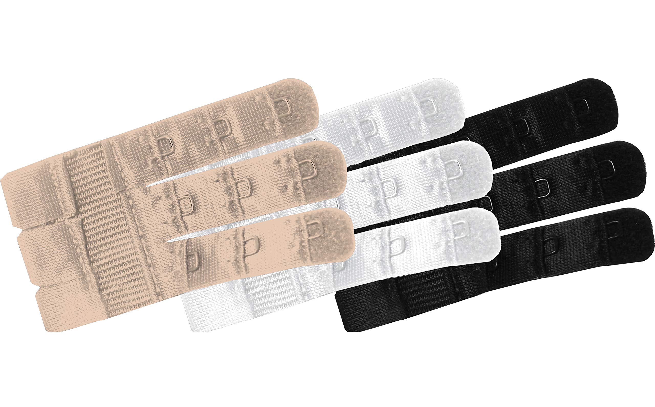 Bye Bra Bra Extenders With 3-Hook, Extends Bra Up To 8cm, Soft Edges, 3 Colors/Packaging, Beige, Black, White